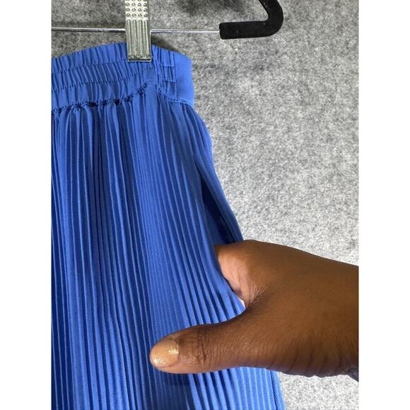 JLUXLABEL Pants Women M Blue pull on Pleated Stretch Wide Leg Resort Vacation - Picture 6 of 8